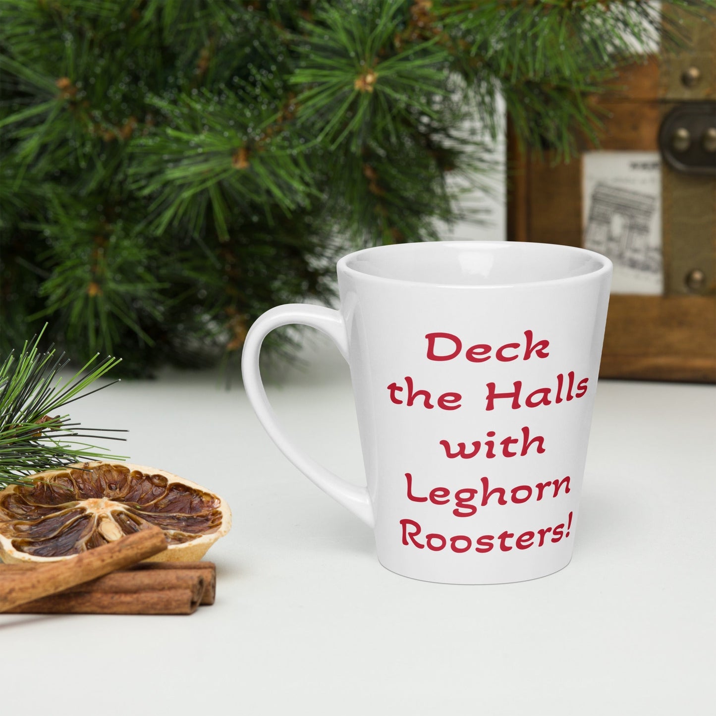 Chickmas Deck the Leghorn Latte mug - Velora Luxury Fashion