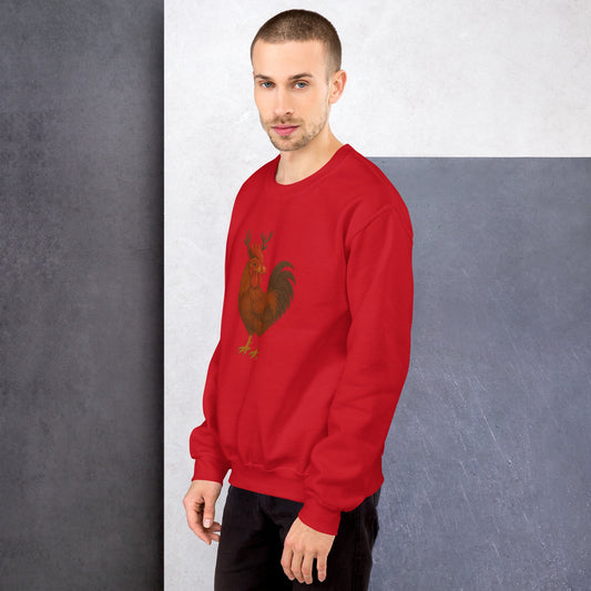 Chickmas Rudolph the Rhode Island Red Rooster Unisex Sweatshirt - Velora Luxury Fashion