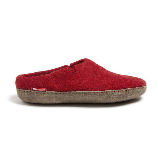 Classic Slipper - Red with Leather - Velora Luxury Fashion