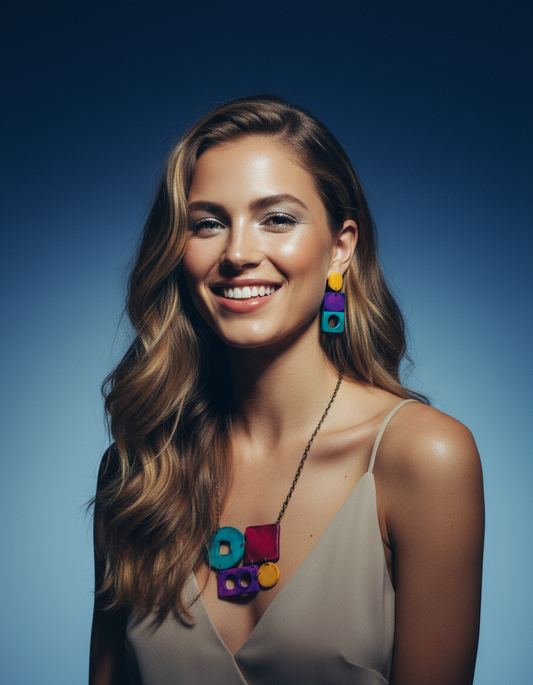 Geometric Jewelry Set with Bold Colors - Velora Luxury Fashion