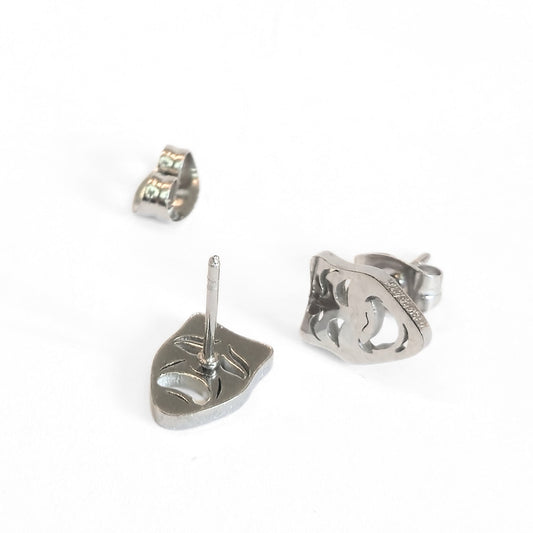 Comedy & Tragedy Studs (Silver) - Velora Luxury Fashion