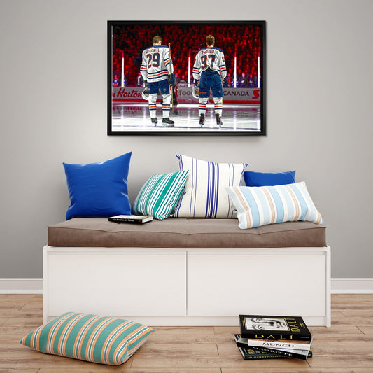 Connor McDavid and Leon Draisaitl Edmonton Oilers Framed 20x29 Line-Up Canvas - Velora Luxury Fashion
