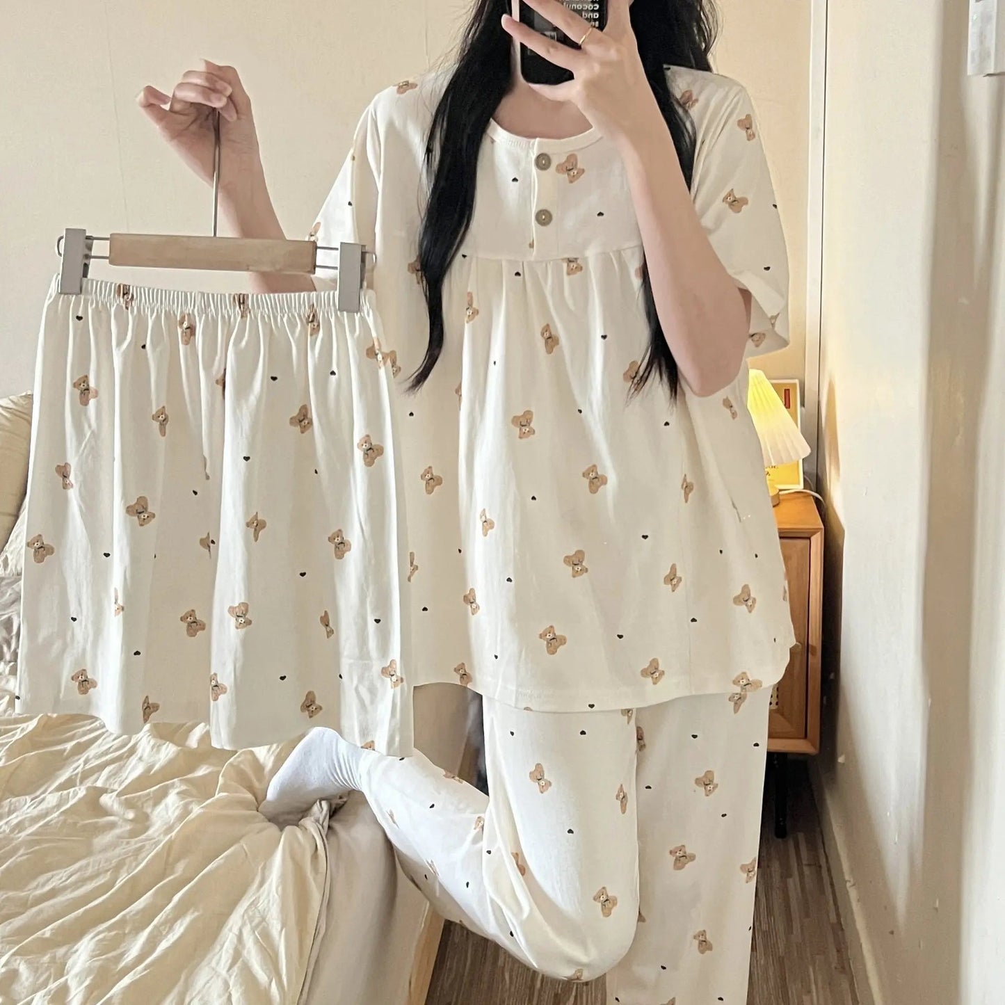 Cotton Three-piece Pajamas For Women Spring And Summer EX-STOCK Canada