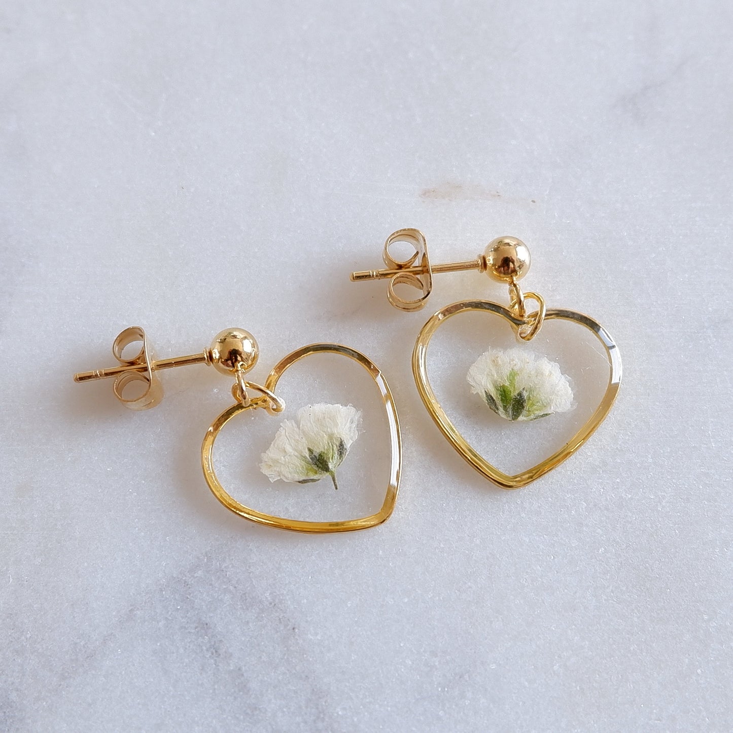 Boucles d'oreilles Gigi blanc - Coeur (médium 15mm) - Velora