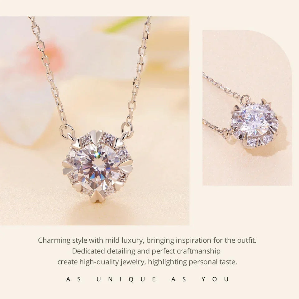 Dazzling Diamond Alternative: 1ct Moissanite Sterling Silver Pendant Necklace - Velora Luxury Fashion