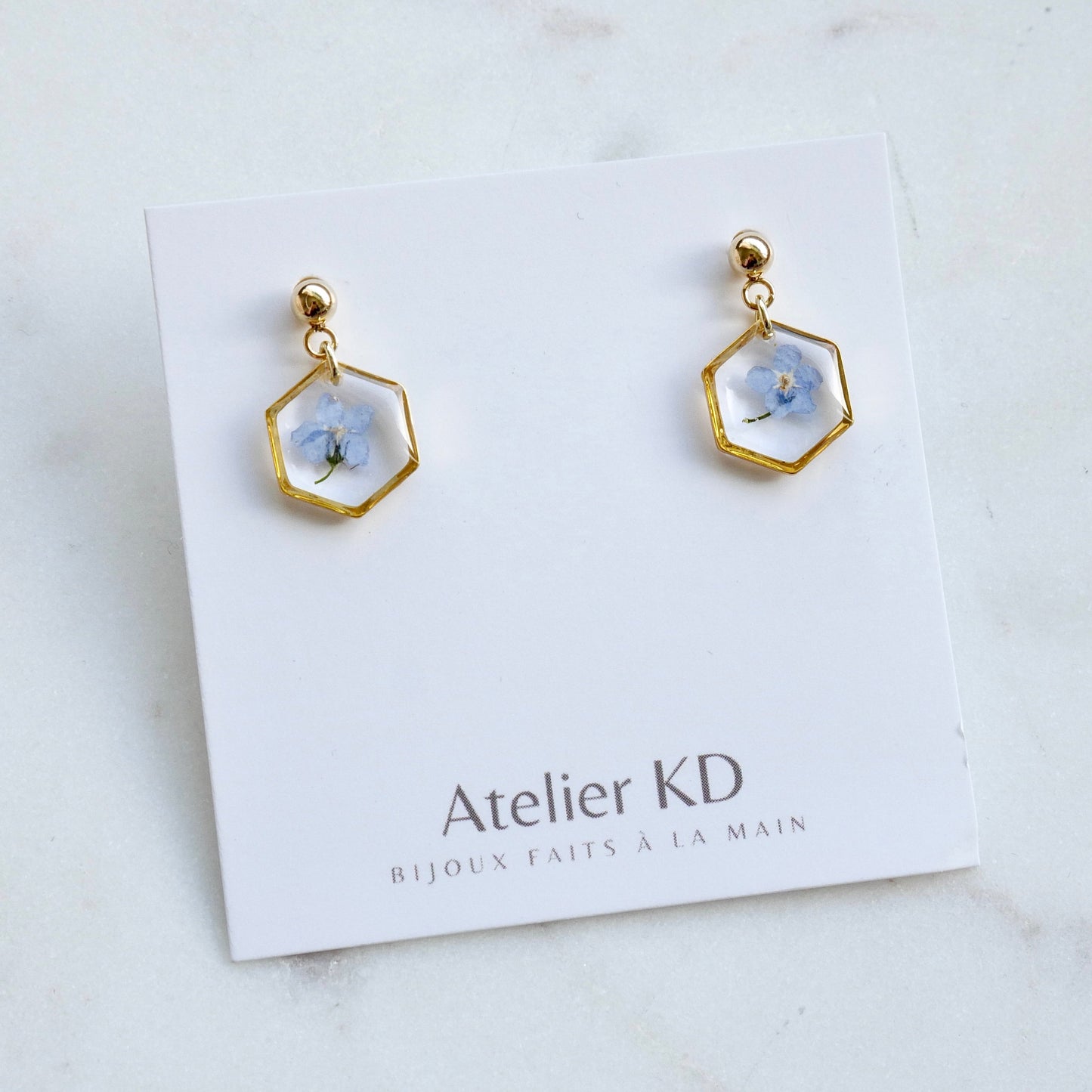 Boucles d’oreilles myosotis - hexa (mini 12mm) - Velora