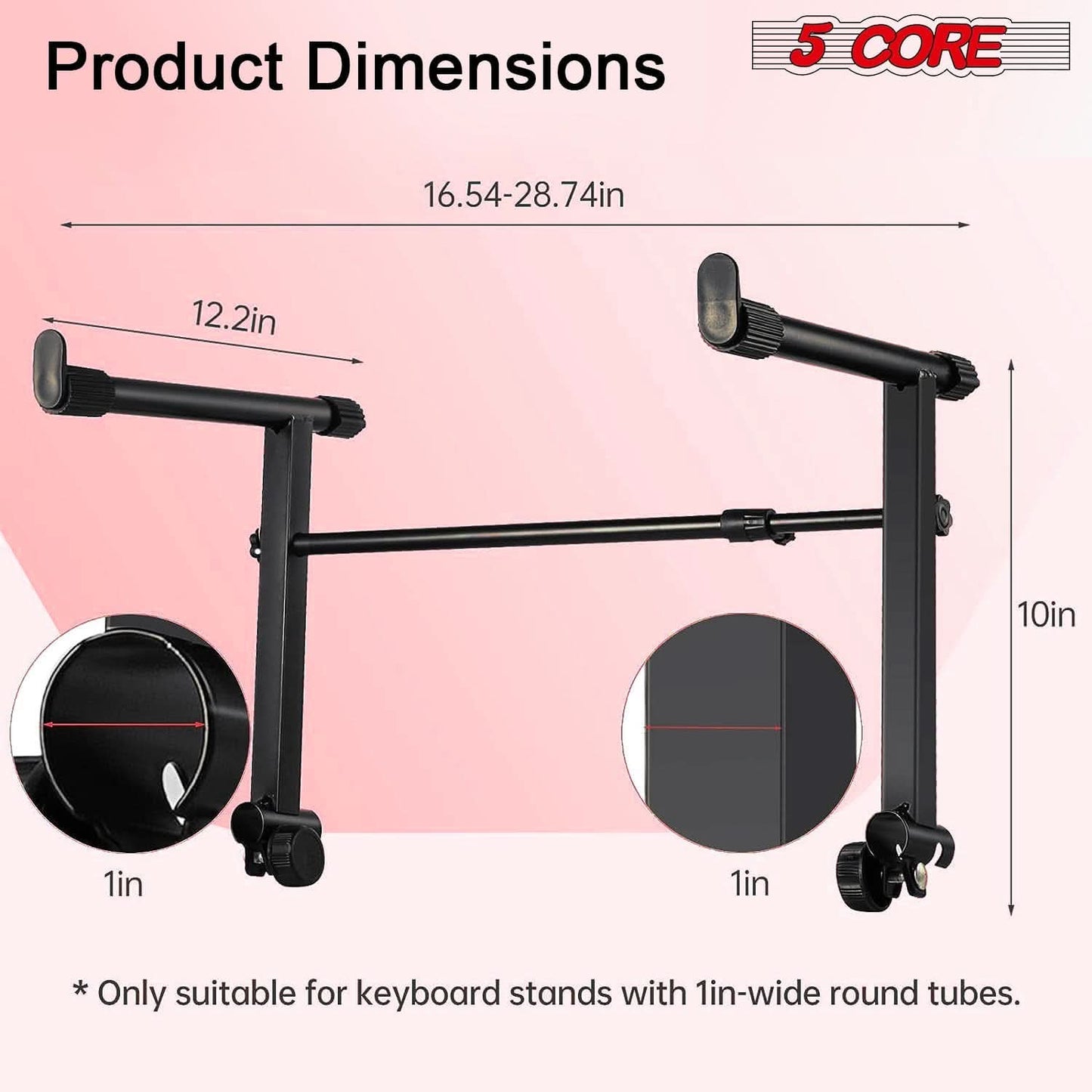 5 Core Keyboard Stand 2 Tier Adjustable Electric Piano Sturdy Foldable Holder - Velora