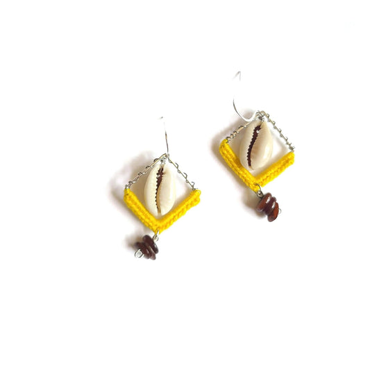 Earthy Cowrie Shell Dangle Earrings - Velora Luxury Fashion