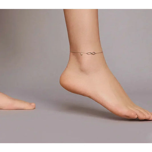 Elegant 925 Sterling Silver Infinity Chain Anklet - Trendy Summer Foot Jewelry - Velora Luxury Fashion