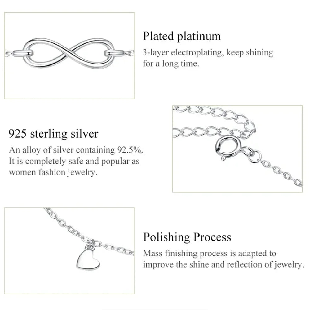Elegant 925 Sterling Silver Infinity Chain Anklet - Trendy Summer Foot Jewelry - Velora Luxury Fashion