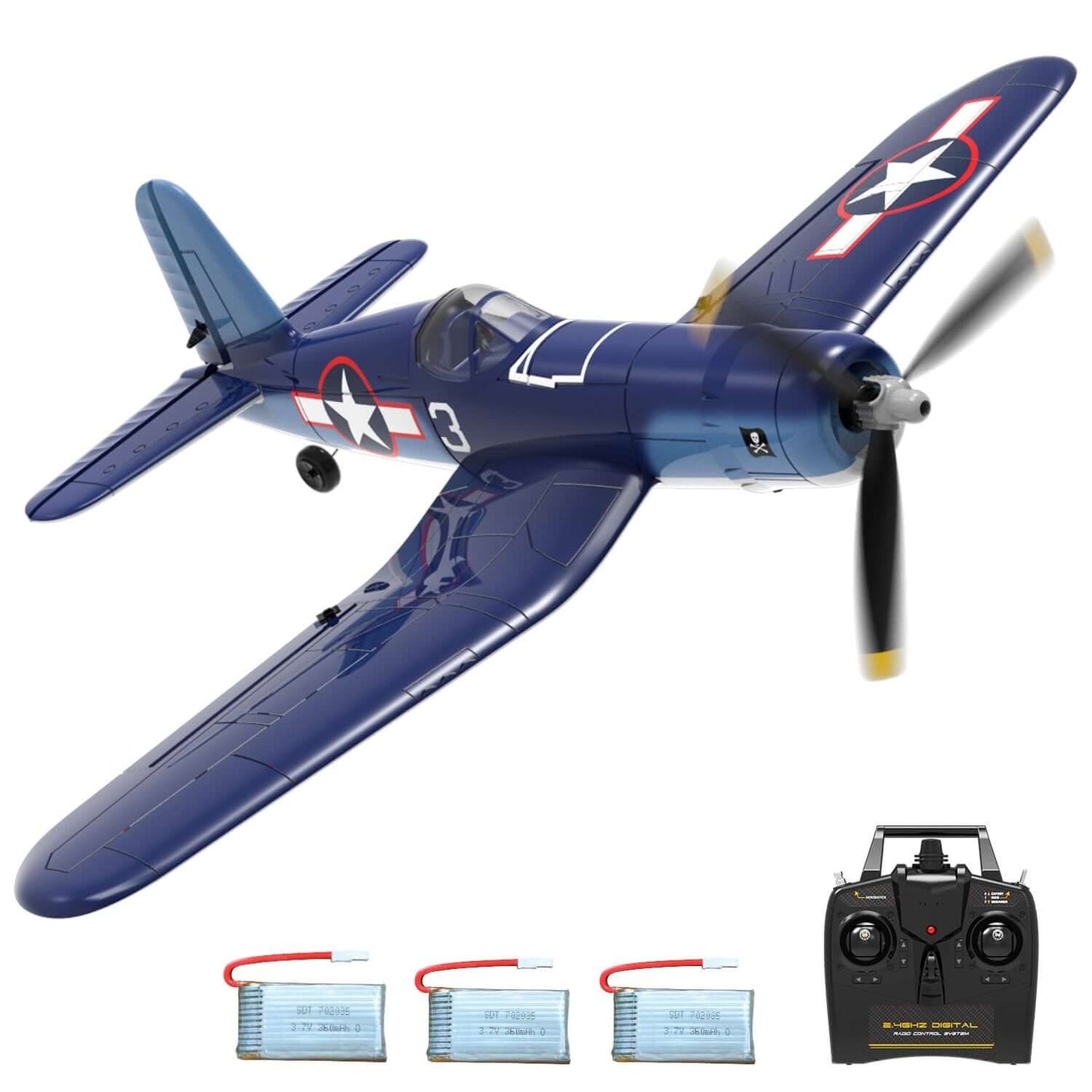 F4U Corsair Plane - 2.4GHz 4CH Warbird RC, 400mm Wingspan, One-Key Aerobatic - Velora Luxury Fashion