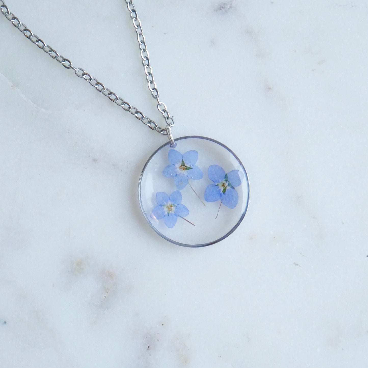 Collier Couronne trios Myosotis - rond (grand) - Velora