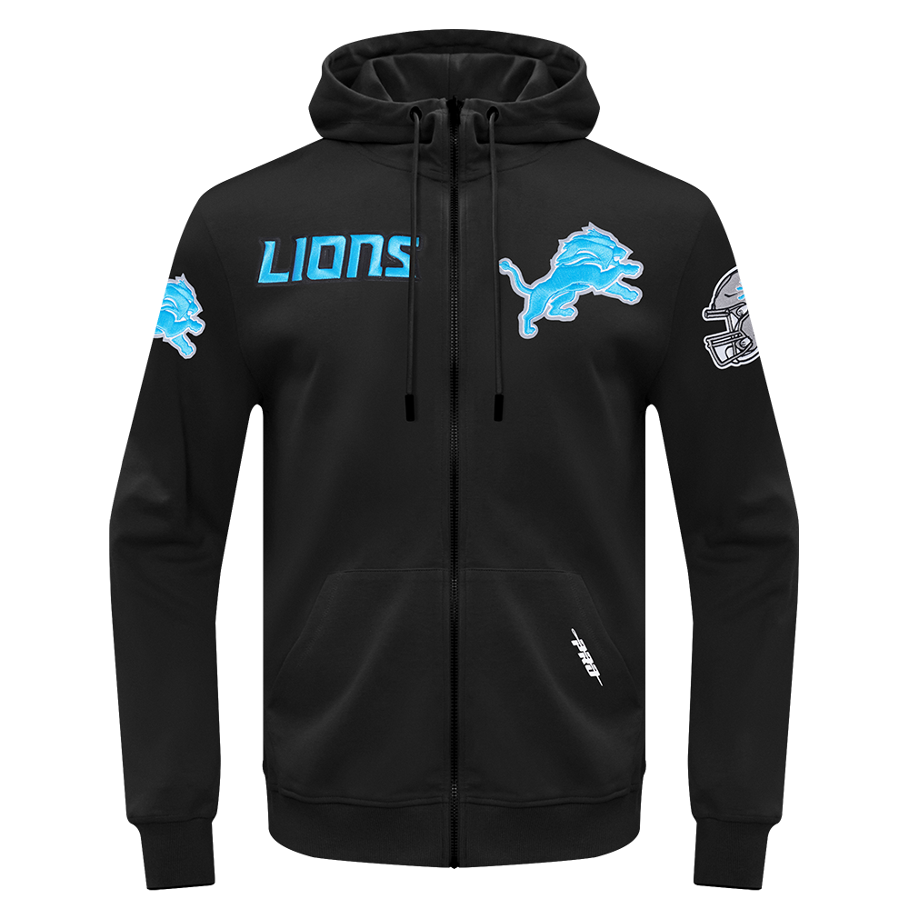 NFL DETROIT LIONS CLASSIC WIND SUIT MEN'S WOVEN FULL ZIP PULLOVER HOODIE FDL5410693-BLK - Velora