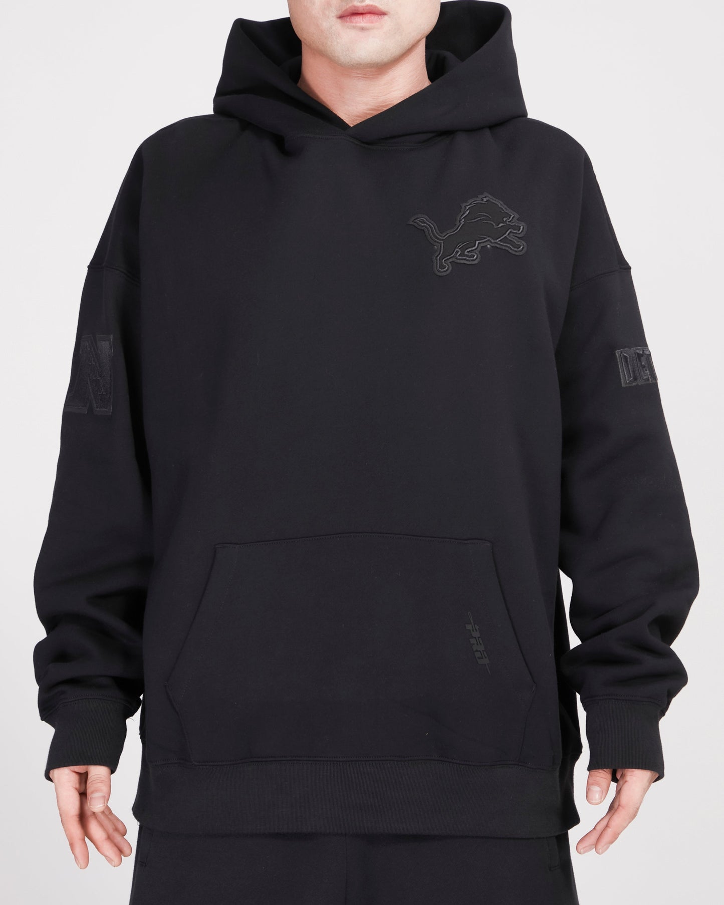 NFL DETROIT LIONS NEUTRAL DROP SHOULDER MEN'S PULLOVER HOODIE FDL545308-BLK - Velora