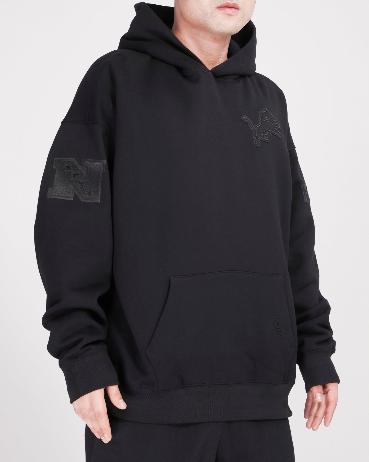 NFL DETROIT LIONS NEUTRAL DROP SHOULDER MEN'S PULLOVER HOODIE FDL545308-BLK - Velora