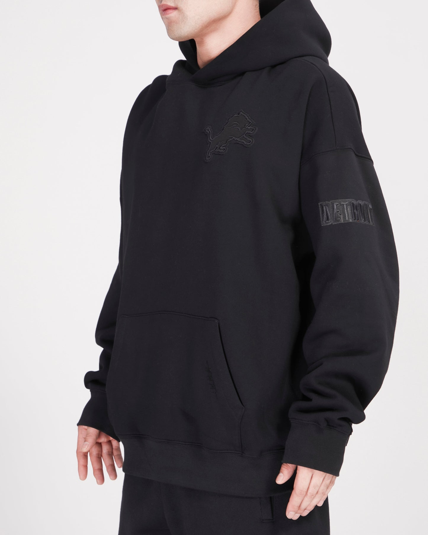 NFL DETROIT LIONS NEUTRAL DROP SHOULDER MEN'S PULLOVER HOODIE FDL545308-BLK - Velora