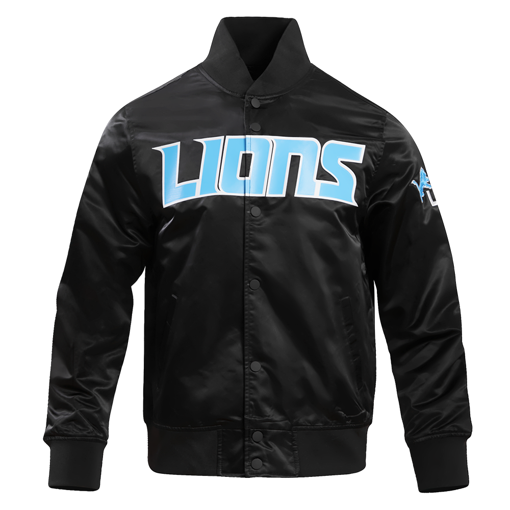 NFL DETROIT LIONS BIG LOGO MEN'S SATIN JACKET FDL6410277-BLK - Velora
