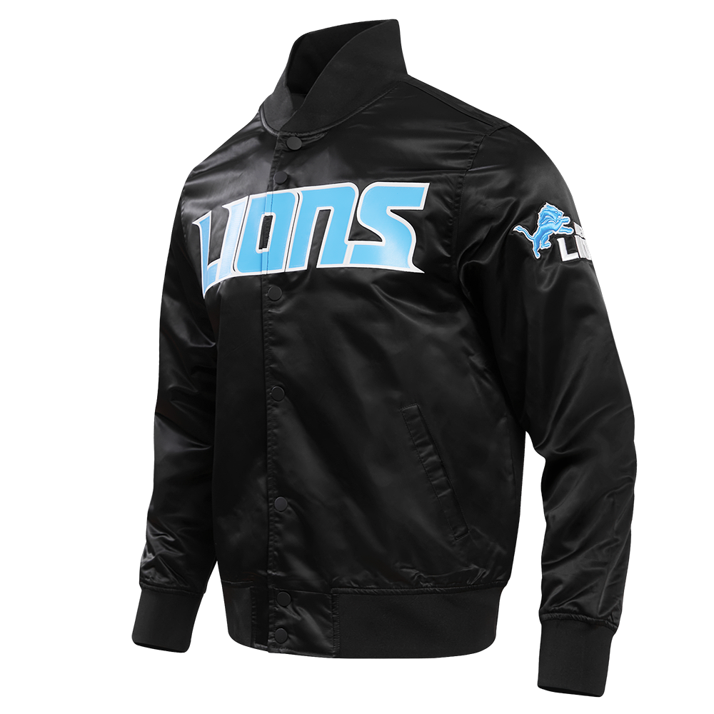 NFL DETROIT LIONS BIG LOGO MEN'S SATIN JACKET FDL6410277-BLK - Velora