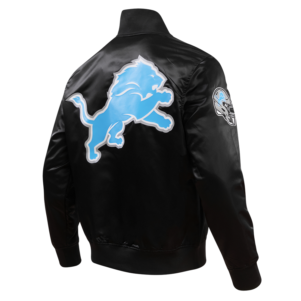 NFL DETROIT LIONS BIG LOGO MEN'S SATIN JACKET FDL6410277-BLK - Velora