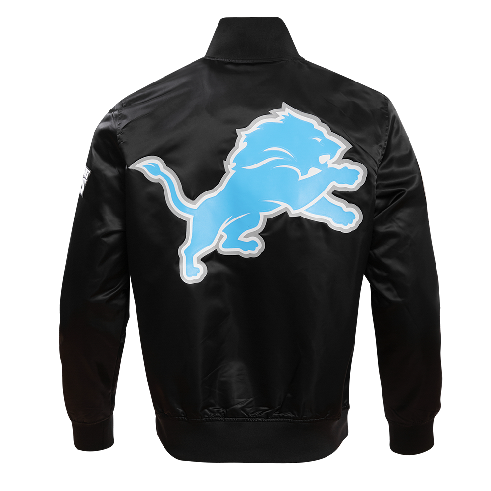 NFL DETROIT LIONS BIG LOGO MEN'S SATIN JACKET FDL6410277-BLK - Velora