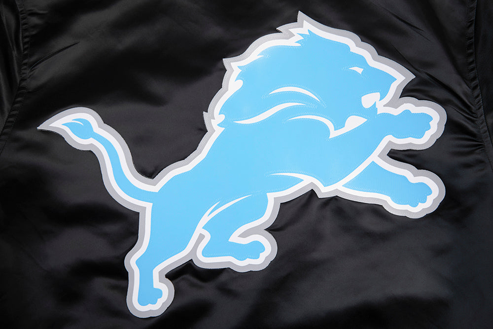 NFL DETROIT LIONS BIG LOGO MEN'S SATIN JACKET FDL6410277-BLK - Velora