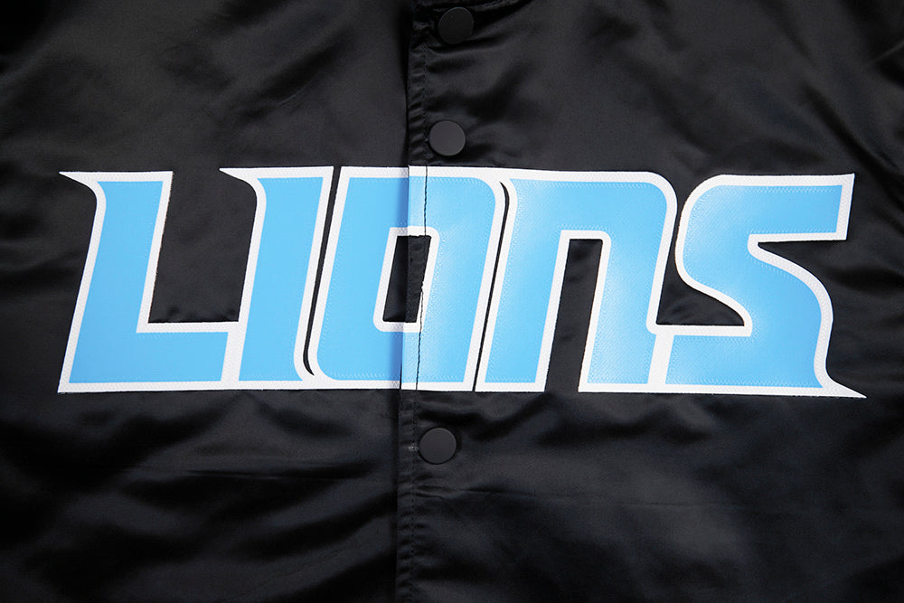 NFL DETROIT LIONS BIG LOGO MEN'S SATIN JACKET FDL6410277-BLK - Velora
