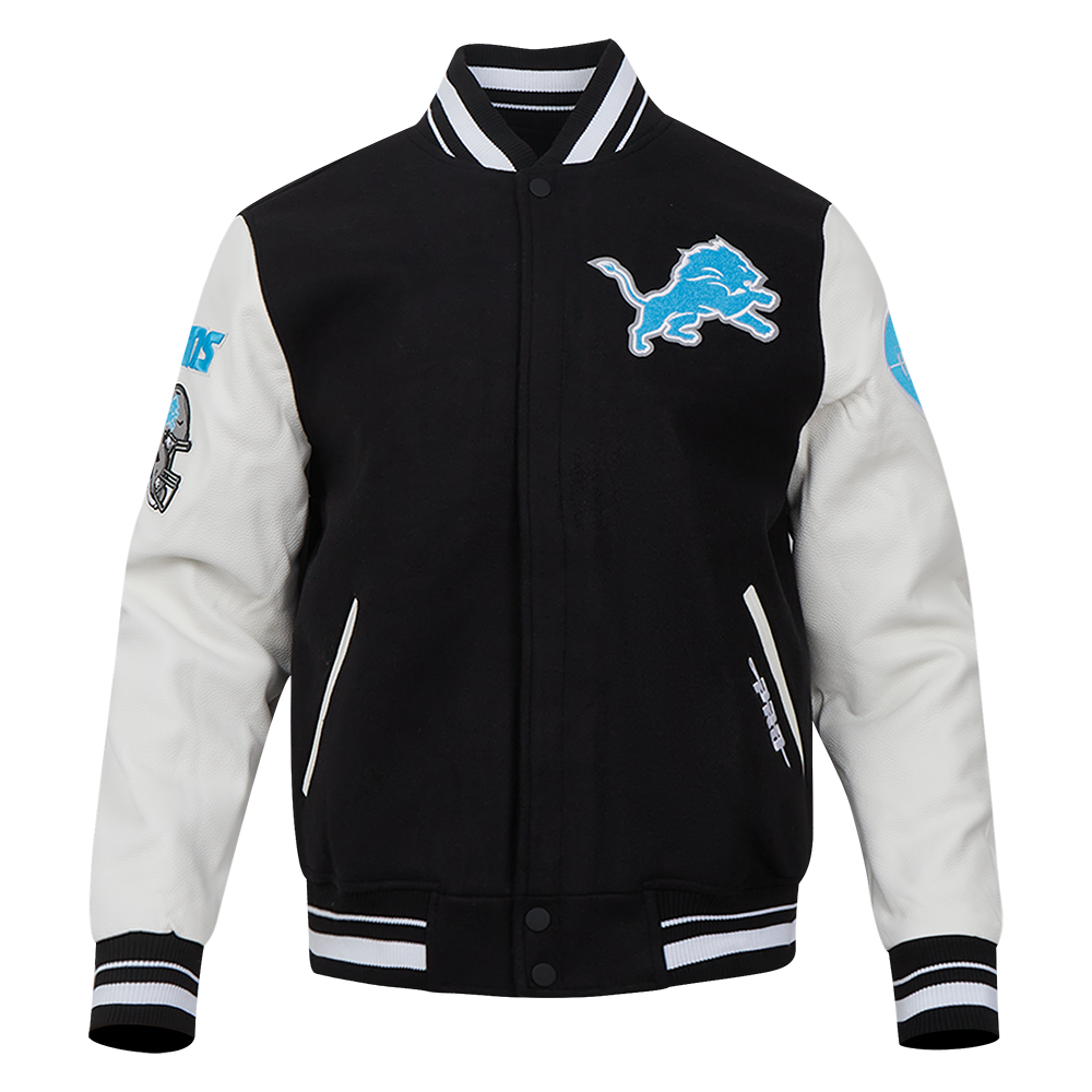 Detroit Lions Old English Rib Wool Varsity Jacket - Velora