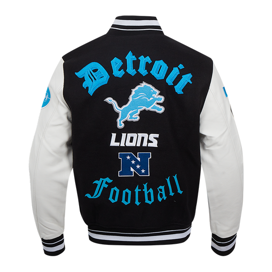 Detroit Lions Old English Rib Wool Varsity Jacket - Velora