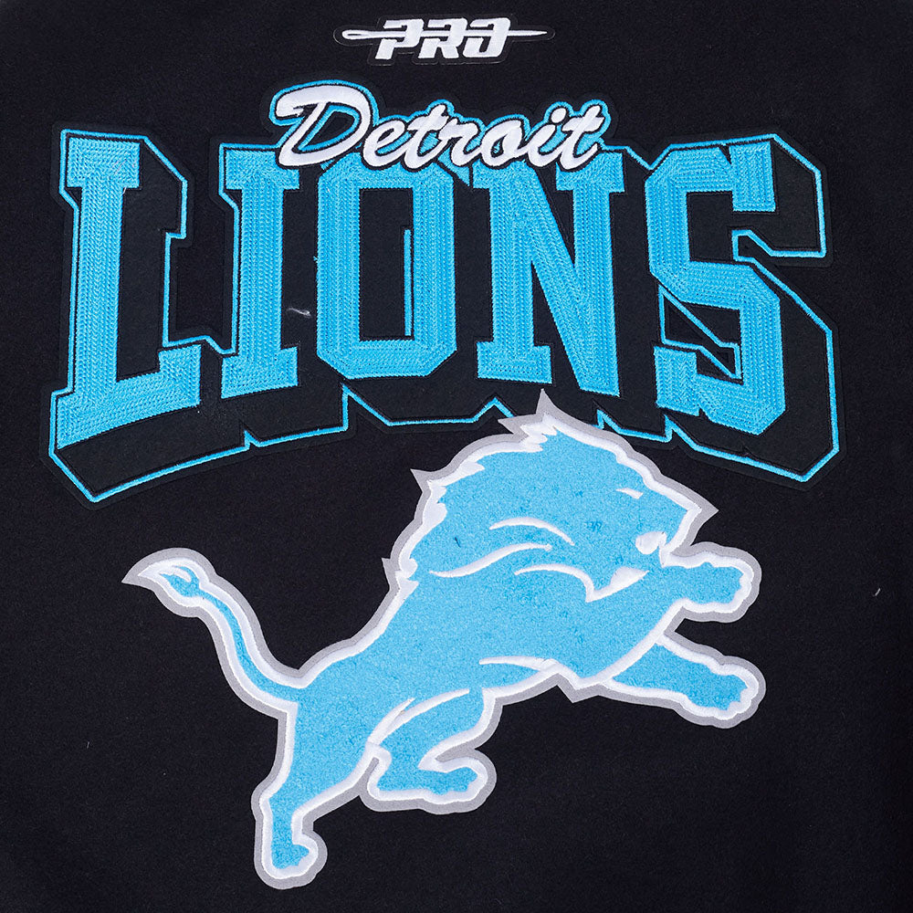 NFL DETROIT LIONS TEAM BADGE MEN'S RIB WOOL VARSITY JACKET FDL6411051-BGY - Velora