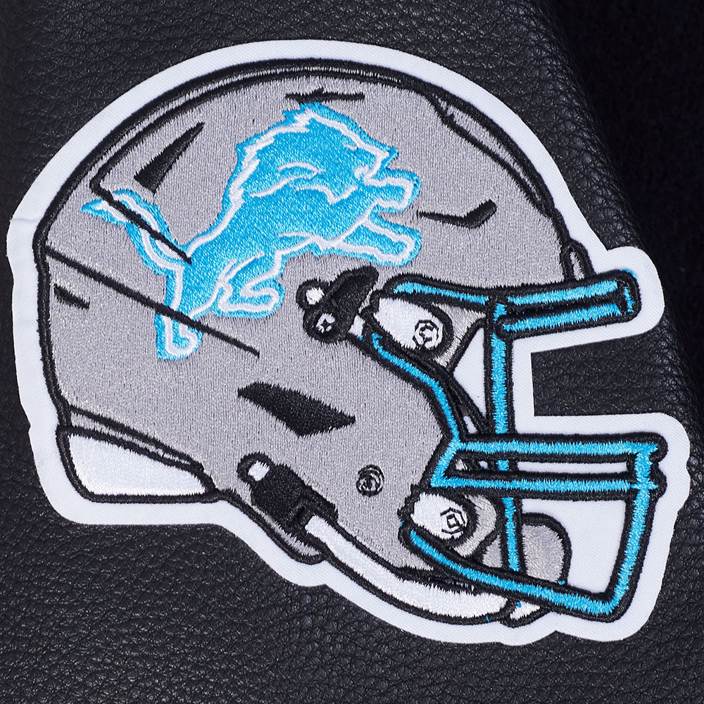 NFL DETROIT LIONS TEAM BADGE MEN'S RIB WOOL VARSITY JACKET FDL6411051-BGY - Velora
