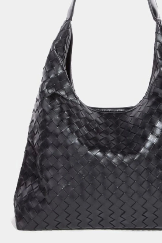 Fame Woven Faux Leather Tote Bag - Velora Luxury Fashion