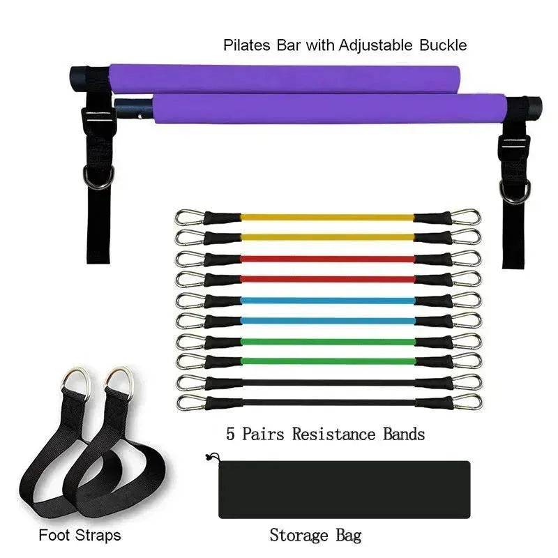 Pilates Bar Resistance Band Set for Home Gym Workouts