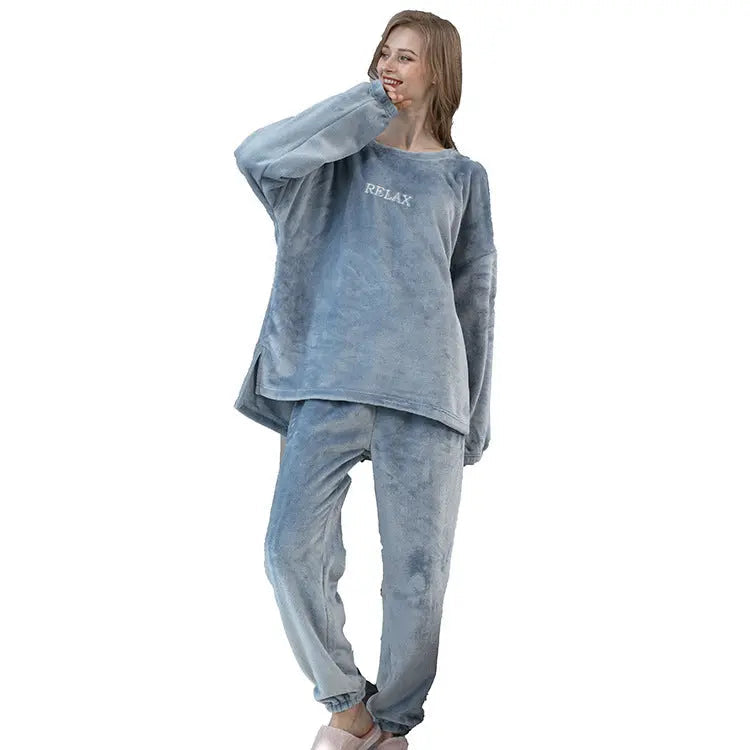 Flannel Pajamas Sets Winter Home Clothes For Women Men Sleepwear Couple - Velora