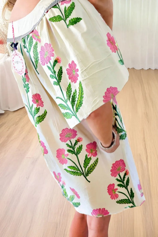 Floral Print Flutter Sleeve Summer Mini Dress - Velora Luxury Fashion