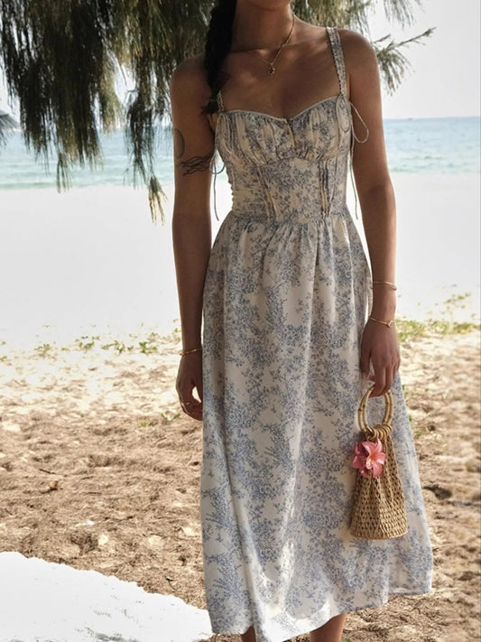 Floral Print Midi Cami Dress - Velora Luxury Fashion