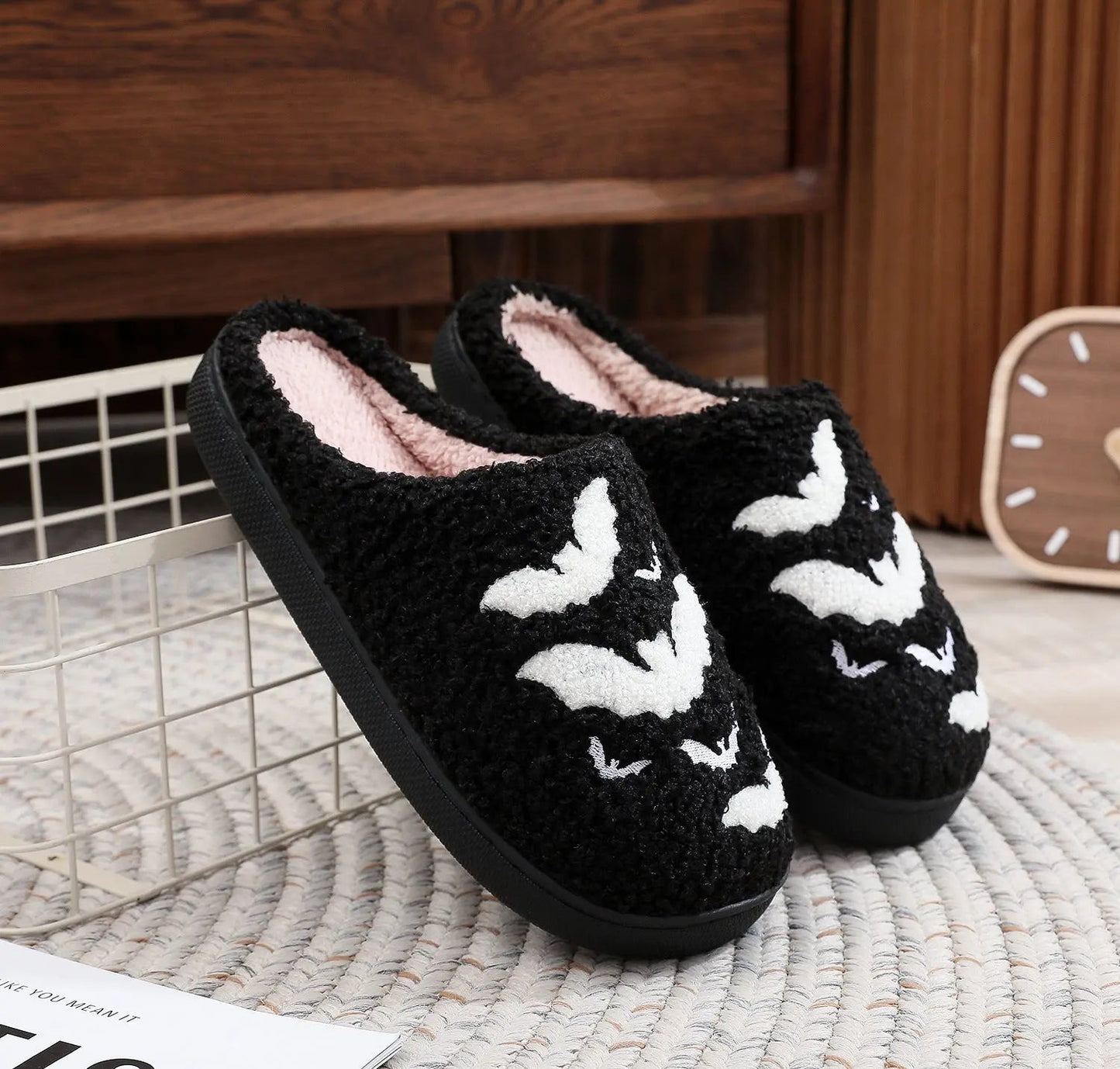 Funny Bat Slipper Halloween Pumpkin Flat Indoor House Shoes For Women Men Soft Plush Cozy Horror Fashion Halloween Gifts EX-STOCK Canada