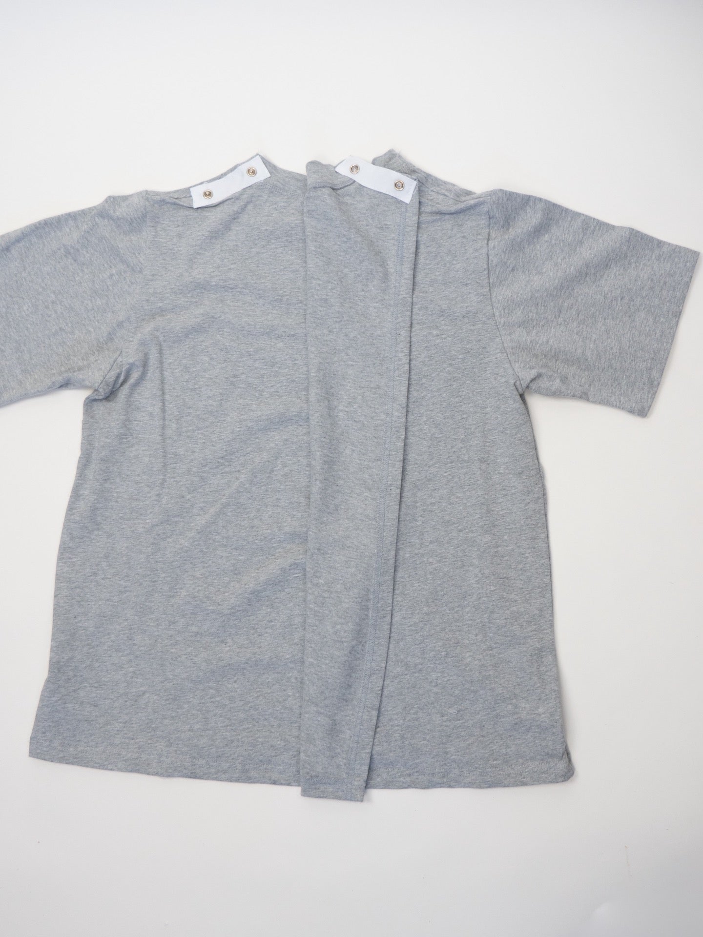 Adaptive Open Back Crew Neck T-Shirt, Grey Cotton Adaptive Comfort Clothing