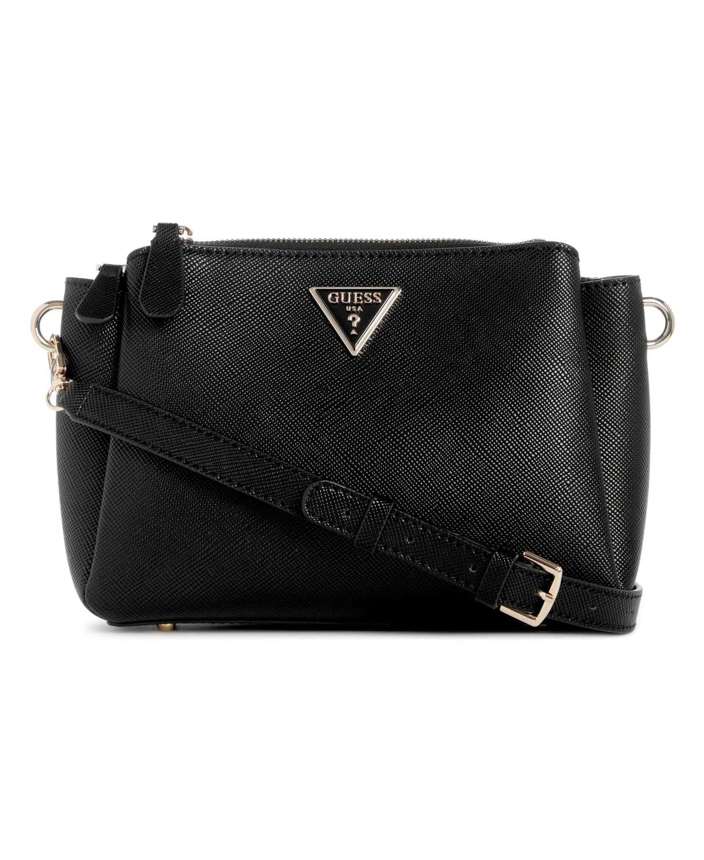 GUESS Noelle Triple Compartment Crossbody Black - Velora Luxury Fashion