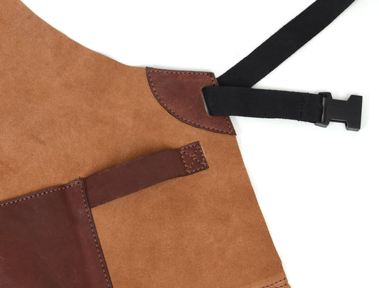 Genuine Leather Suede Apron - Saddle Brown - Velora Luxury Fashion