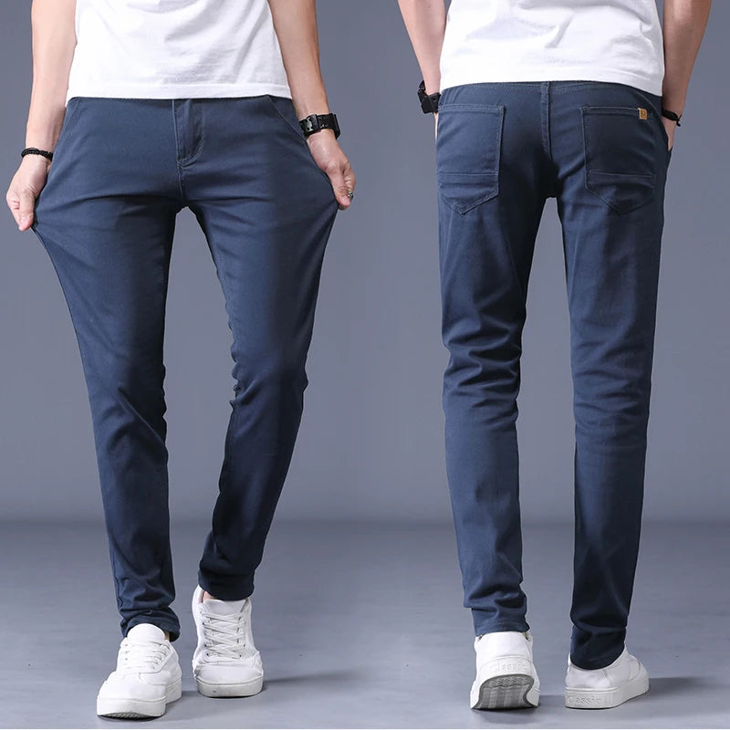 Classic Multiple Colour Men's Khaki Casual Pants New Business Fashion Office Leisure Comfortable Cotton Stretchy Slim Trousers - Velora