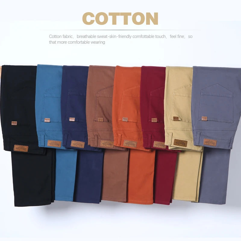 Classic Multiple Colour Men's Khaki Casual Pants New Business Fashion Office Leisure Comfortable Cotton Stretchy Slim Trousers - Velora