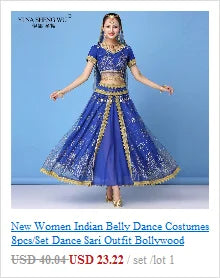 Bollywood Belly Dance Costume Set Indian Dance Sari 2/3/4/5pcs Chiffon Belly Dance Clothing Women Oriental Dance Practice Suit - Velora