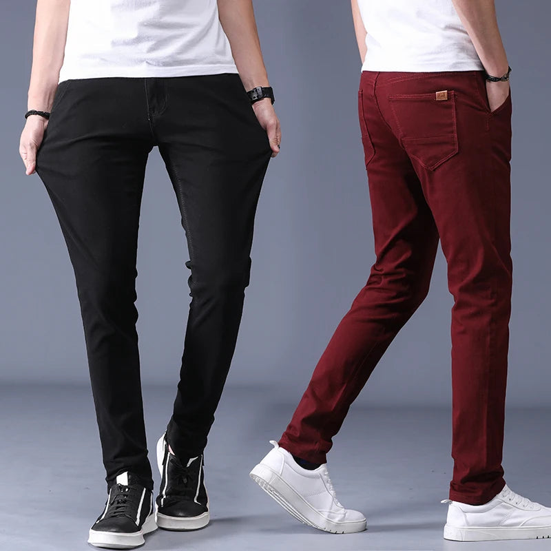 Classic Multiple Colour Men's Khaki Casual Pants New Business Fashion Office Leisure Comfortable Cotton Stretchy Slim Trousers - Velora