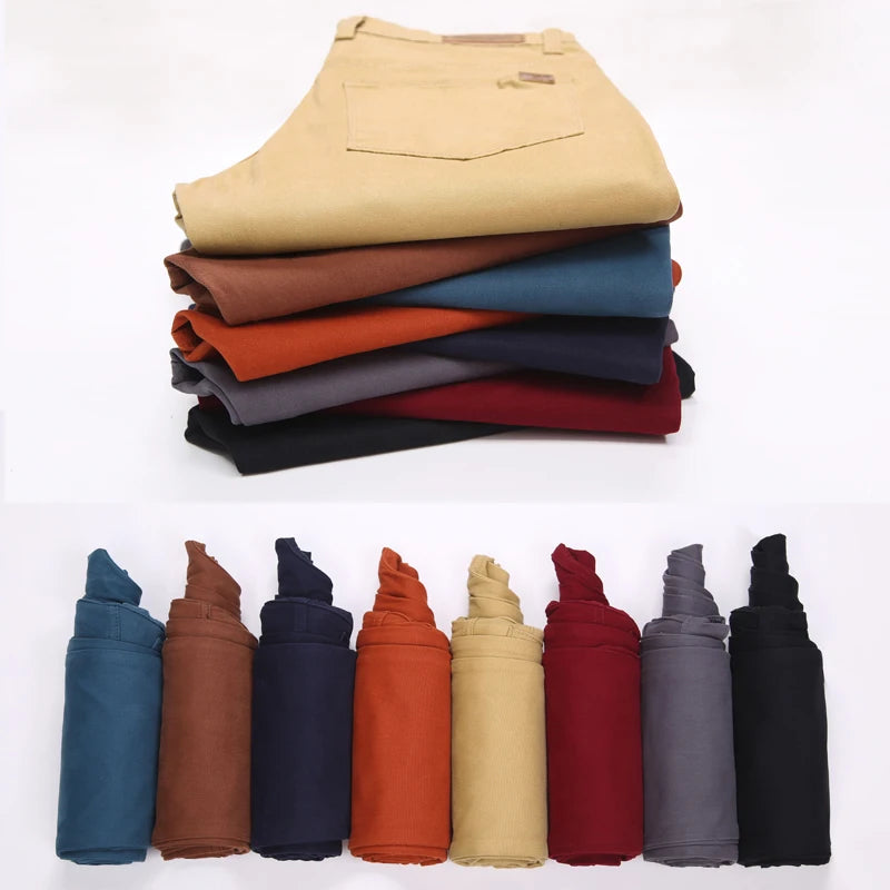 Classic Multiple Colour Men's Khaki Casual Pants New Business Fashion Office Leisure Comfortable Cotton Stretchy Slim Trousers - Velora