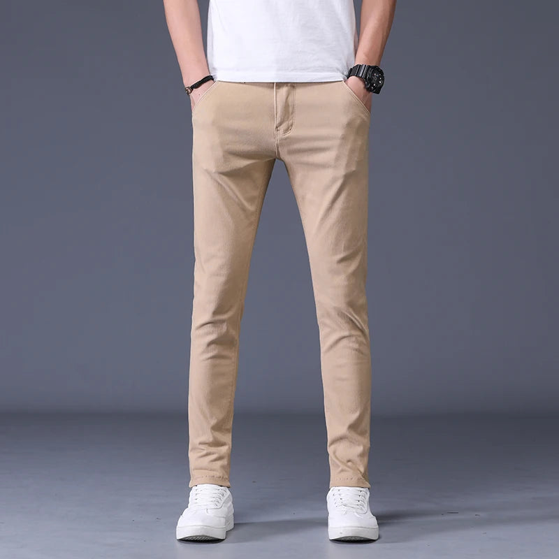 Classic Multiple Colour Men's Khaki Casual Pants New Business Fashion Office Leisure Comfortable Cotton Stretchy Slim Trousers - Velora