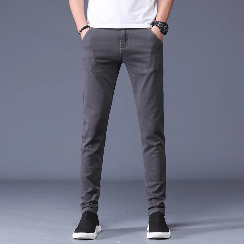 Classic Multiple Colour Men's Khaki Casual Pants New Business Fashion Office Leisure Comfortable Cotton Stretchy Slim Trousers - Velora