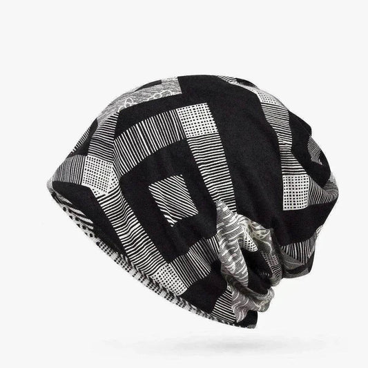 Hooded Cap And Bib Dual-use Men And Women Geometric Baotou Piled Hats - Velora