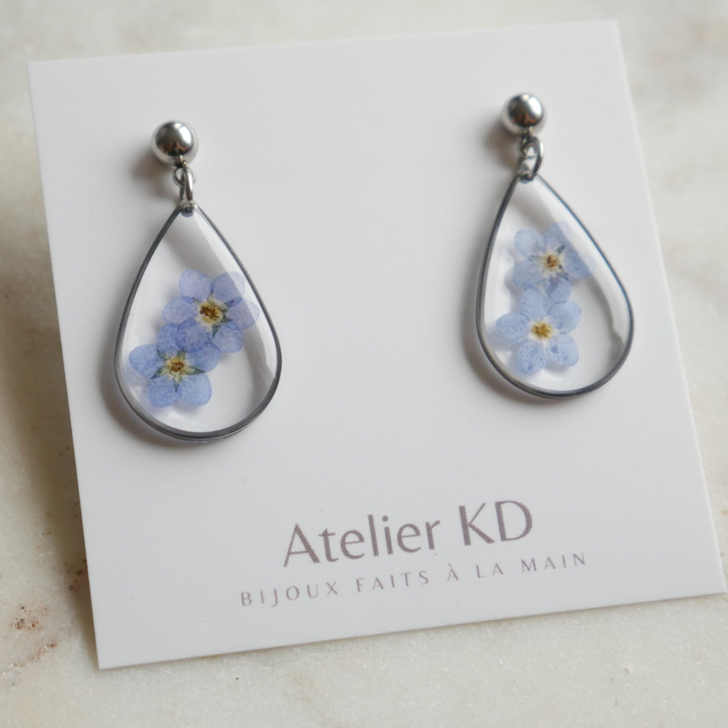 Boucles d’oreilles duo myosotis - goute (grande) - Velora