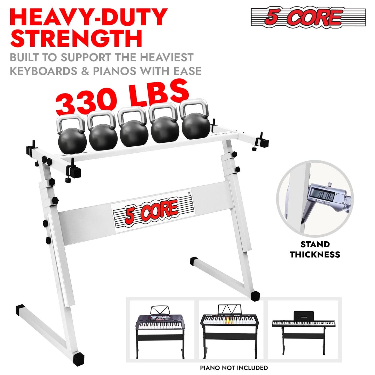 5 Core Keyboard Stand Z Style Height Adjustable Sturdy Piano Riser Lift Holder Stands - Velora