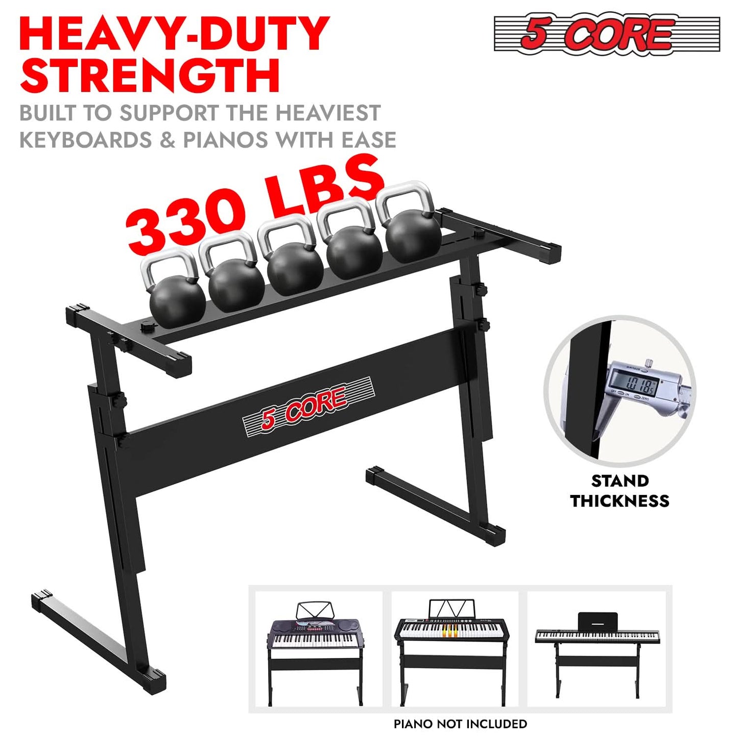 5 Core Keyboard Stand Z Style Height Adjustable Sturdy Piano Riser Lift Holder Stands - Velora